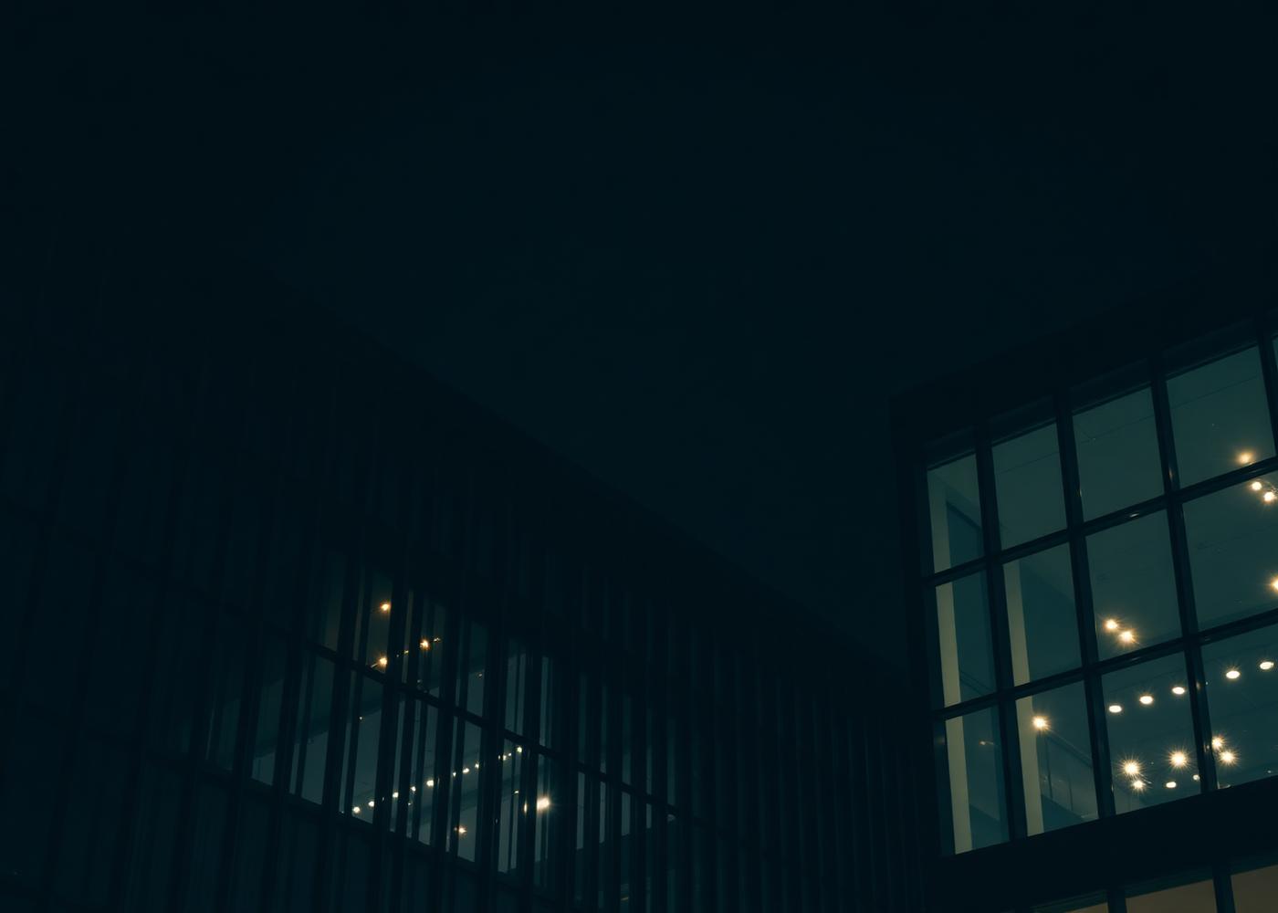 Modern office building at night
