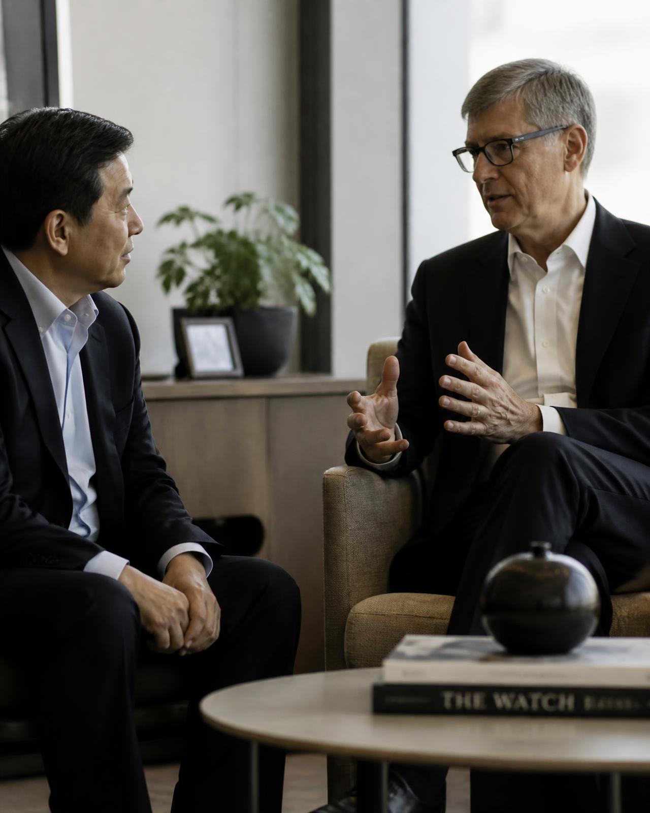 Two leaders in candid one-on-one conversation
