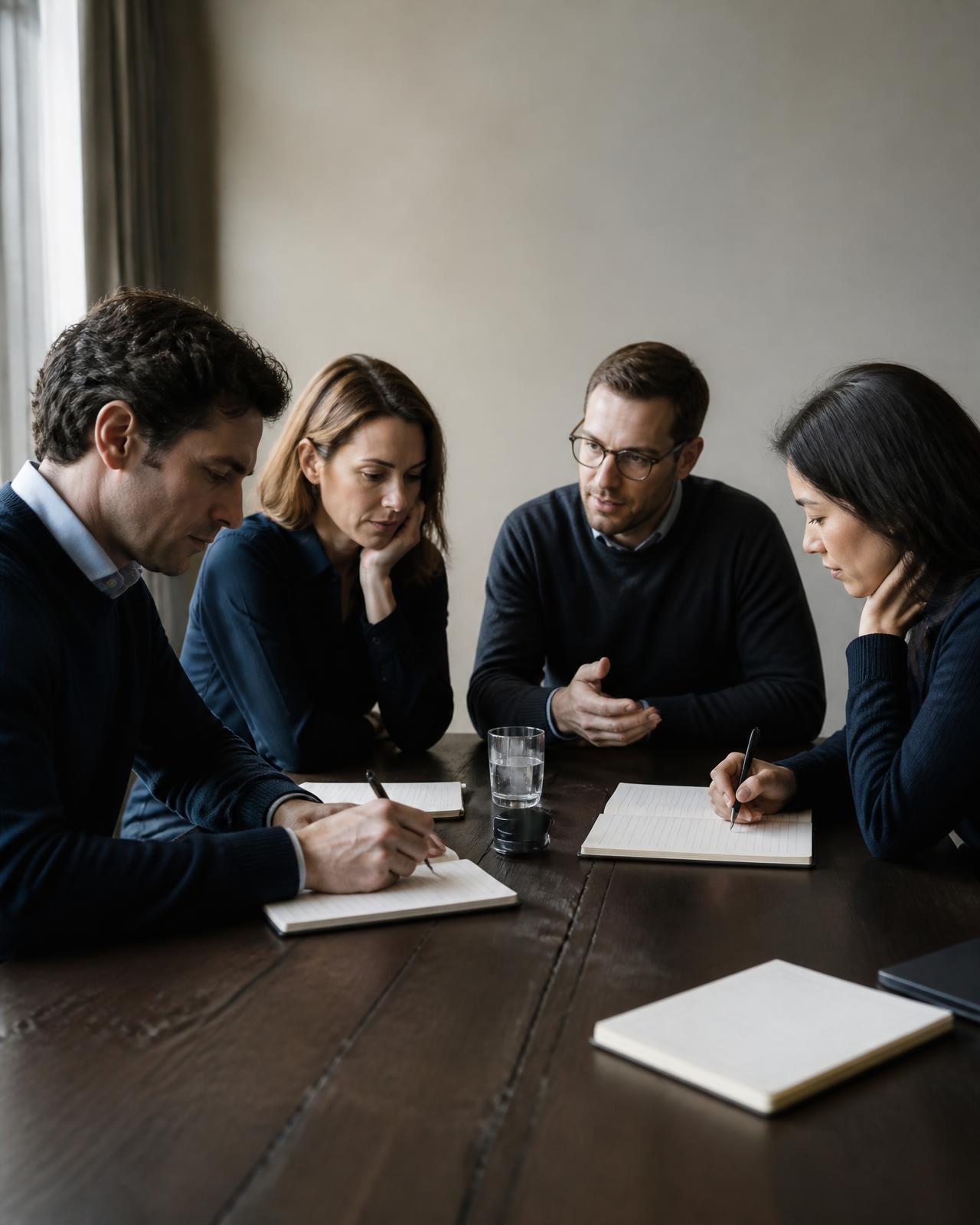 A small team working through a development session together